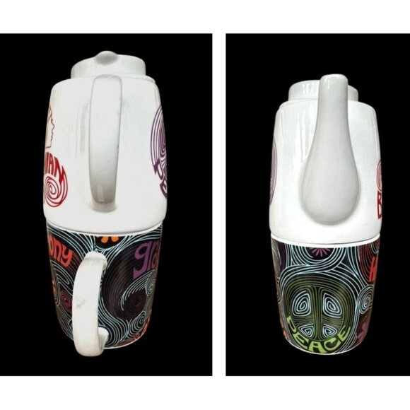 Tea for One Tea Pot Cup Set Stackable Bohemian Harmony Peace Gift Hippie Boxed - Picture 8 of 12